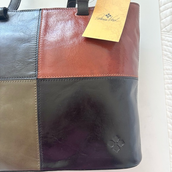 Patricia Nash British Vintage Braden Tote Bag Black Olive Colorblock Leather NEW - Picture 4 of 14